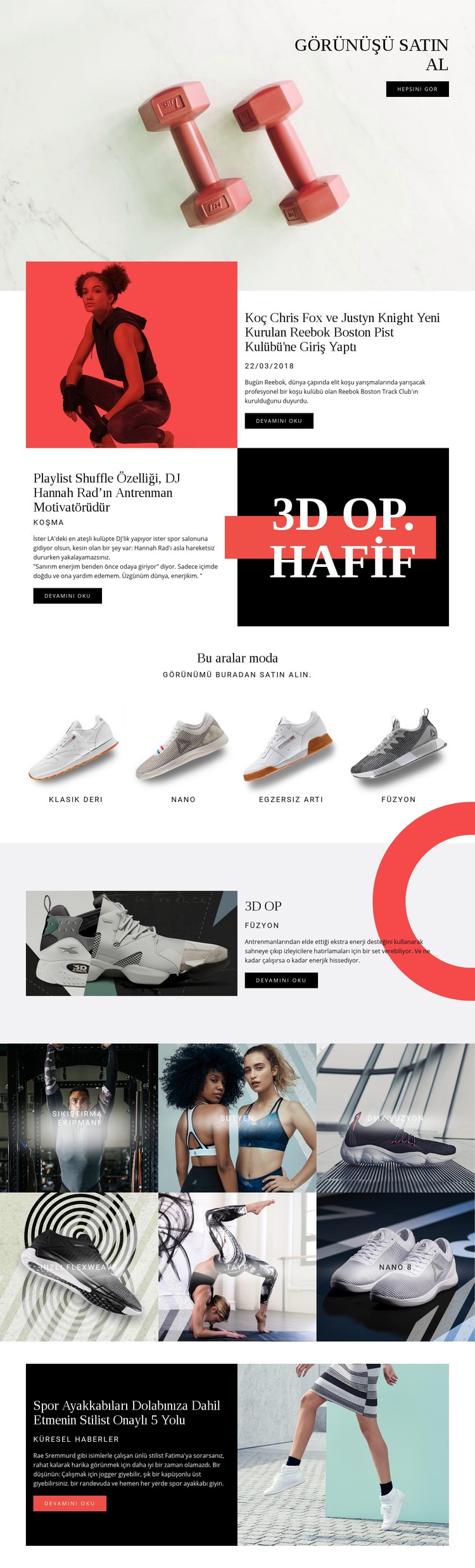 Reebok Web Sitesi Mockup'ı