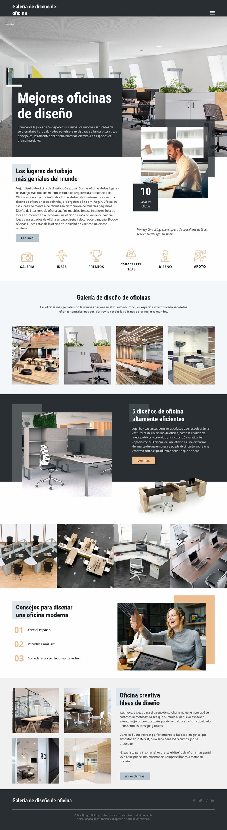 Mejores oficinas de diseño Plantillas de creación de sitios web