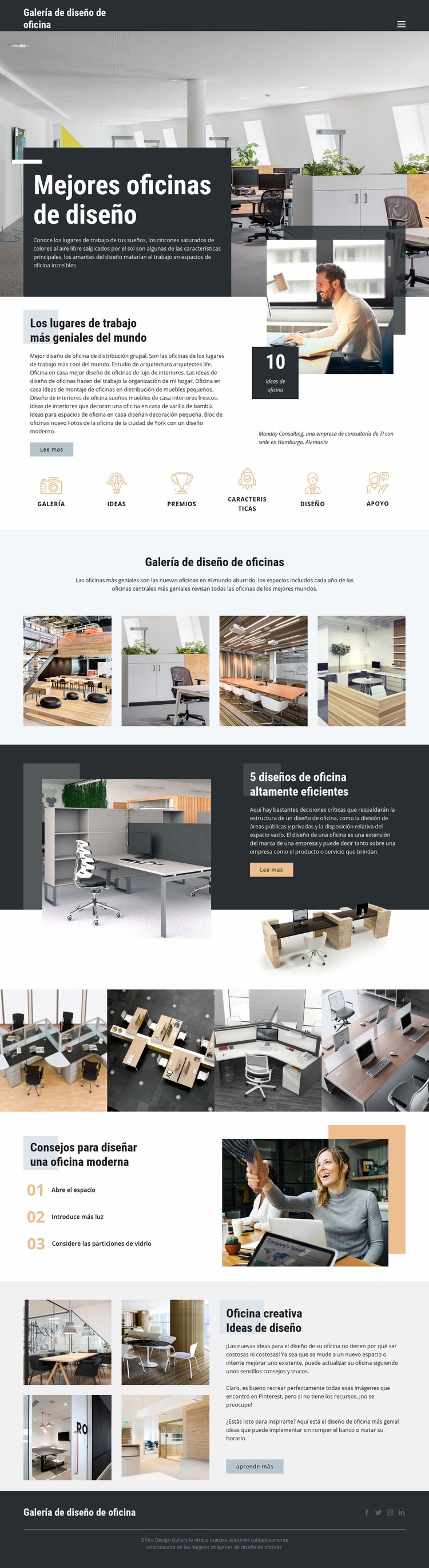 Mejores oficinas de diseño Plantilla de una página
