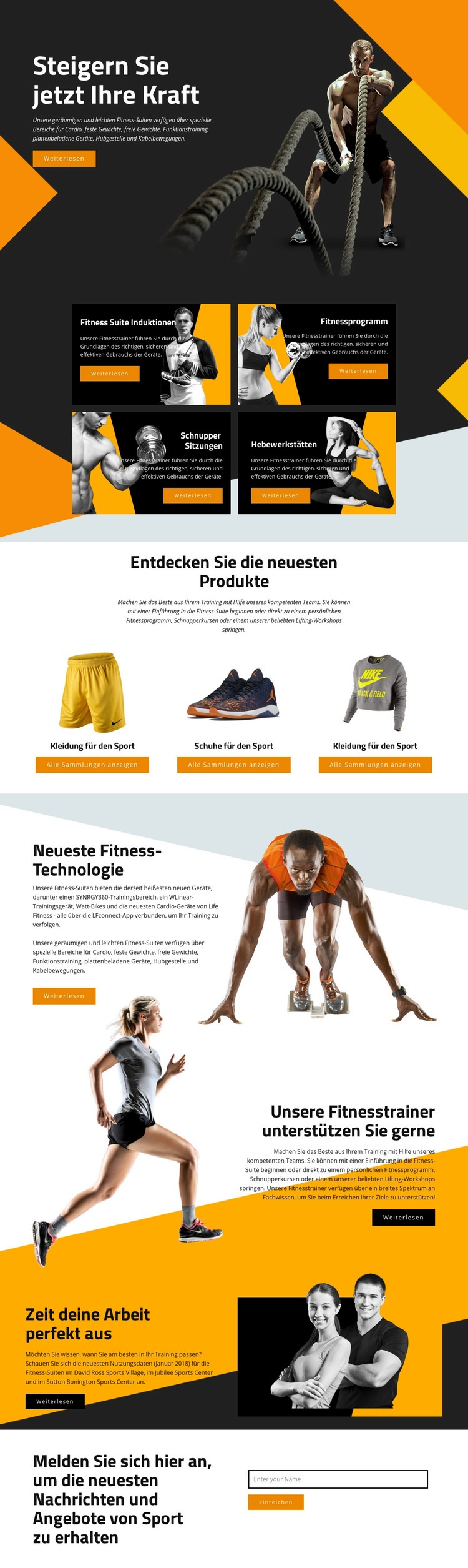 Steigern Sie Ihre Kraft mit Sport Website Builder-Vorlagen