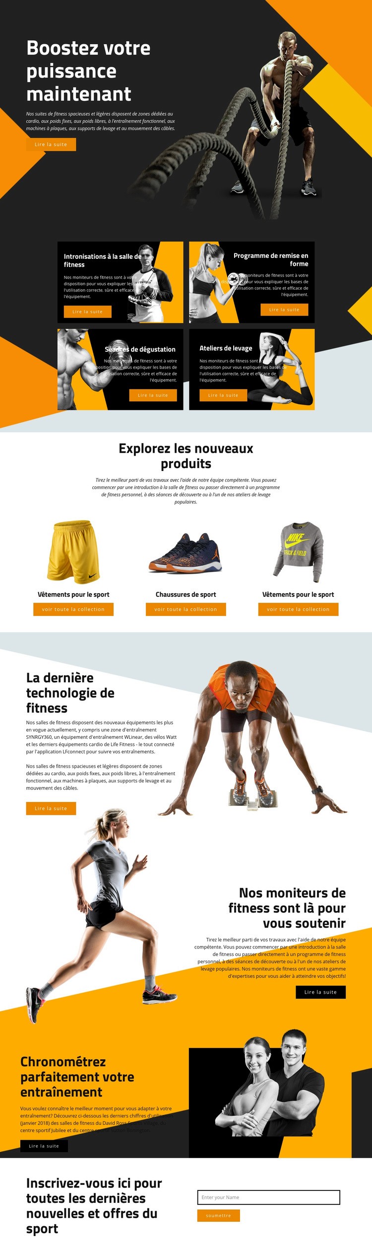 Boostez votre puissance avec le sport Créateur de site Web HTML