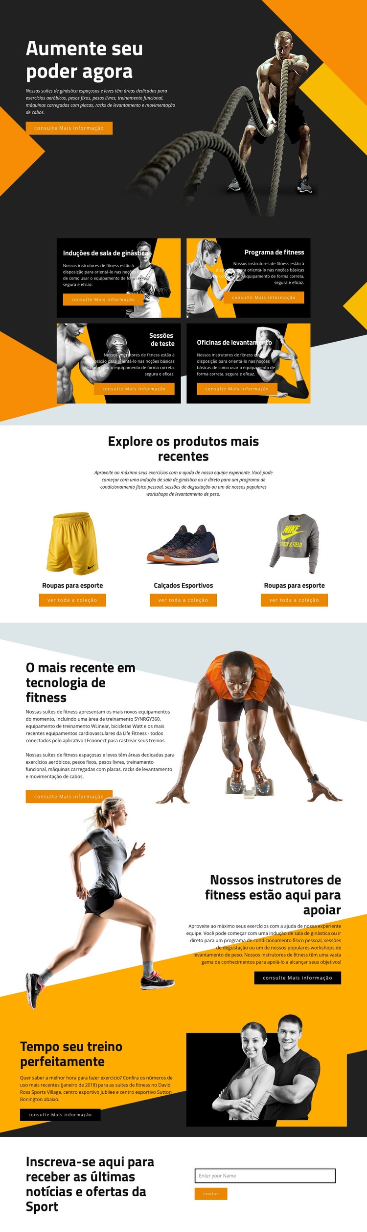 Aumente seu poder com esportes Modelo de uma página