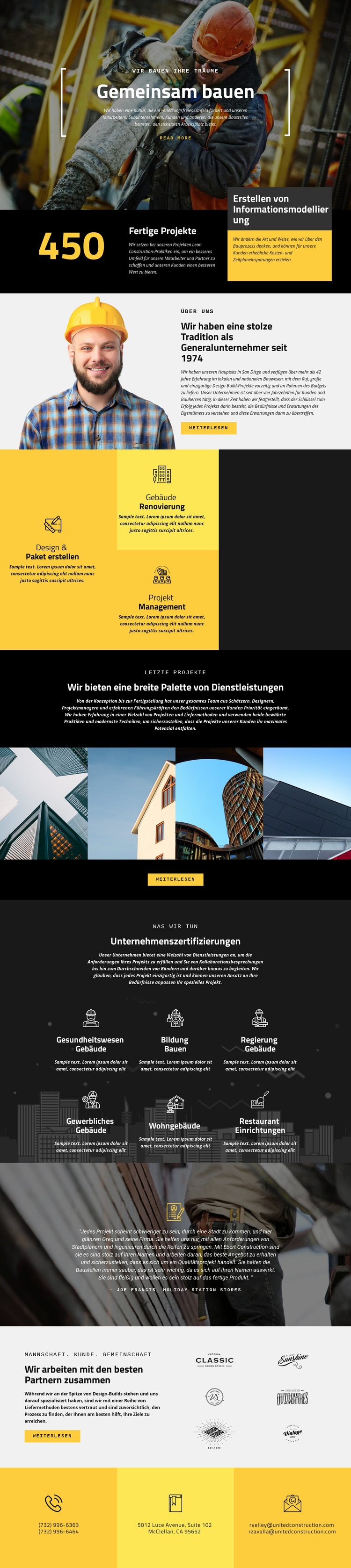 Baukonstruktionen Website-Modell