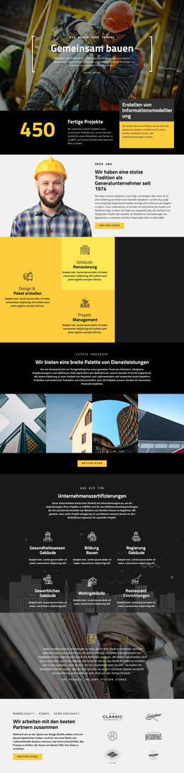 Baukonstruktionen – Fertiges Website-Design
