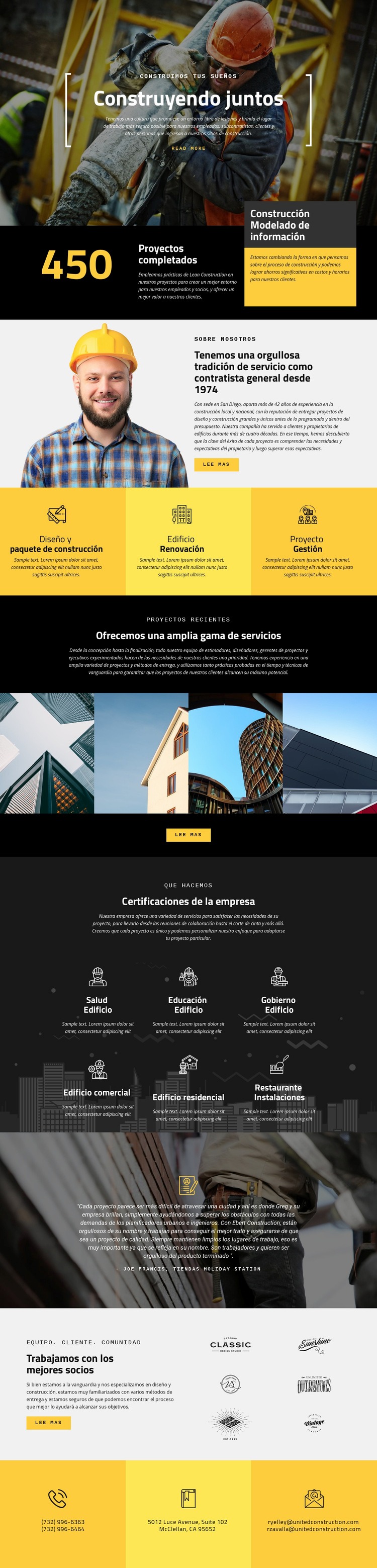 Construcciones de edificios Diseño de páginas web