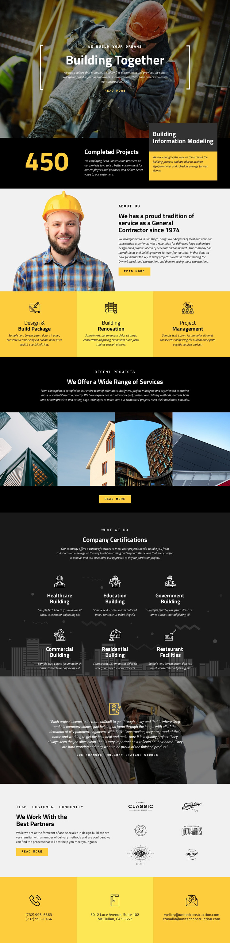 Building constructions Homepage Design
