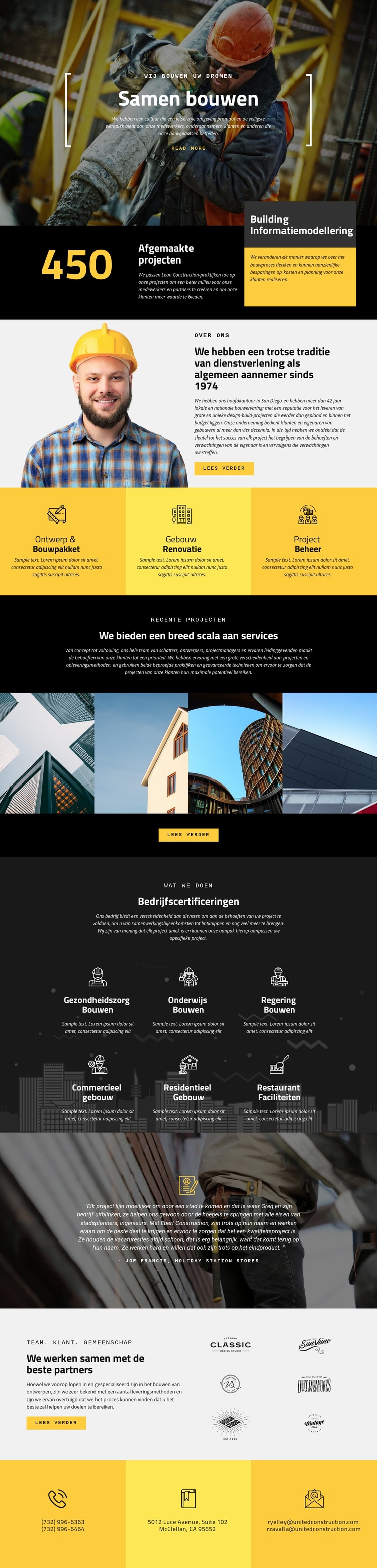 Bouwconstructies Website Builder-sjablonen