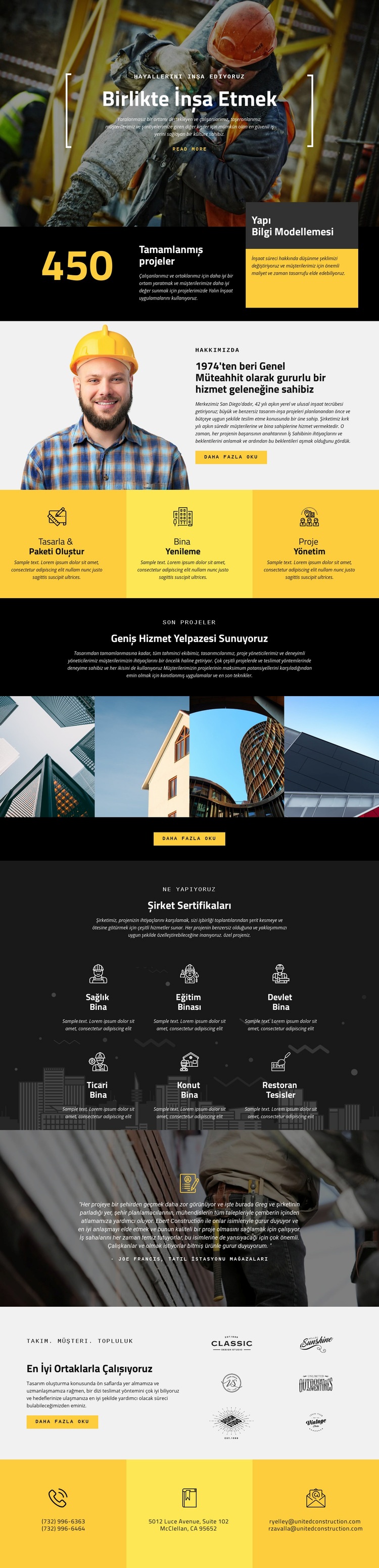 Bina inşaatları Web sitesi tasarımı
