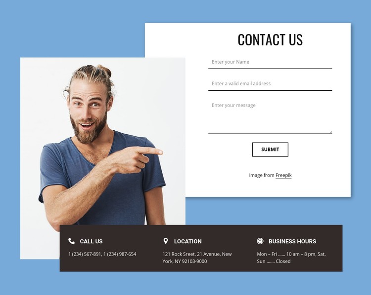Contact form with overlapping elements CSS Template