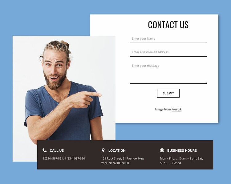 Contact form with overlapping elements Homepage Design