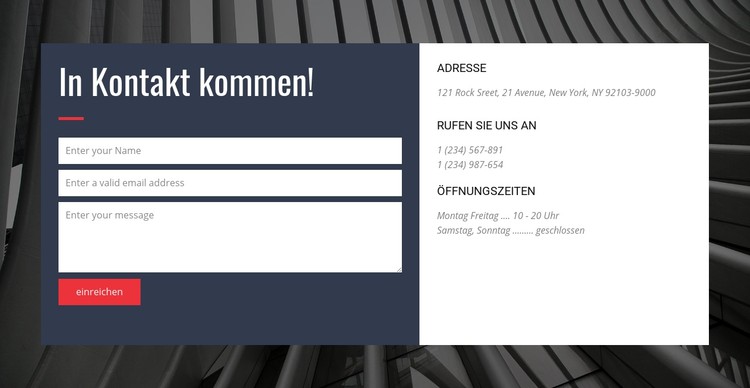 Kontaktformular mit Hintergrund CSS-Vorlage