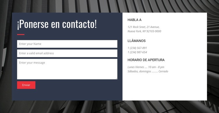 Formulario de contacto con antecedentes Plantilla