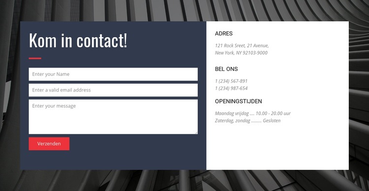 Contactformulier met achtergrond Html Website Builder