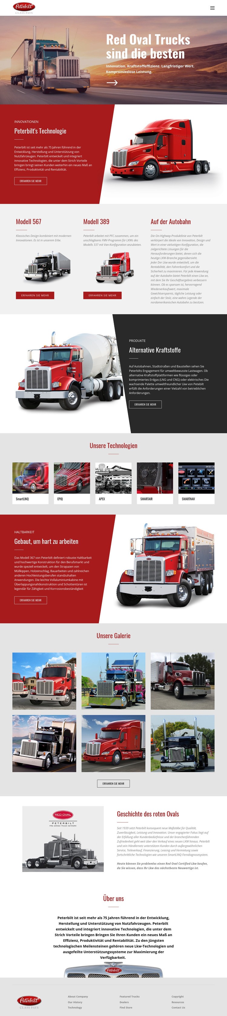 Roter ovaler LKW-Transport Website Builder-Vorlagen