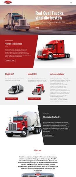 Roter Ovaler LKW-Transport Unternehmenswebsite-Vorlagen
