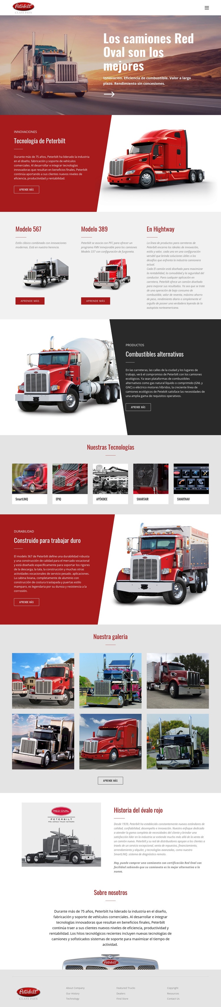 Transporte de camión ovalado rojo Maqueta de sitio web