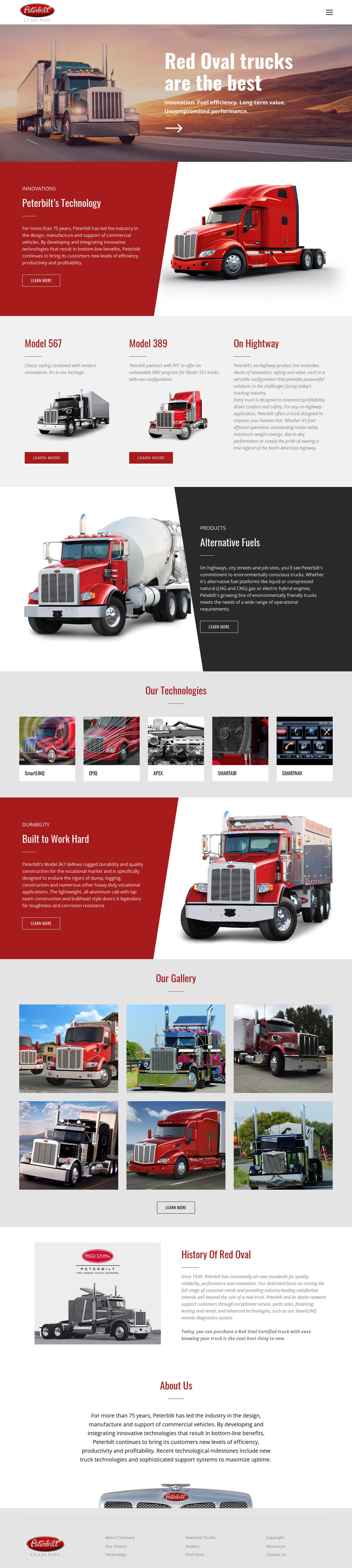 Red oval truck transportaion Homepage Design