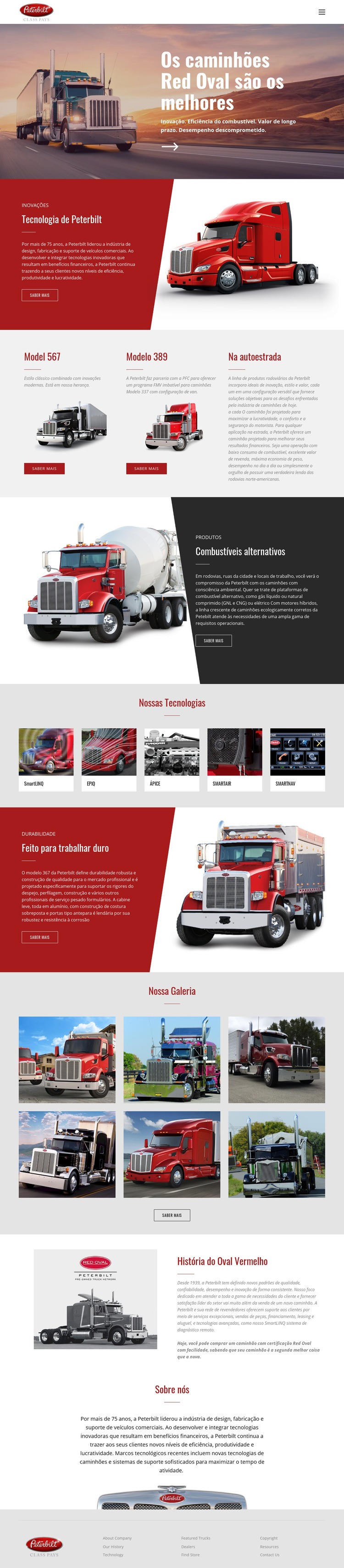 Transporte de caminhão oval vermelho Design do site