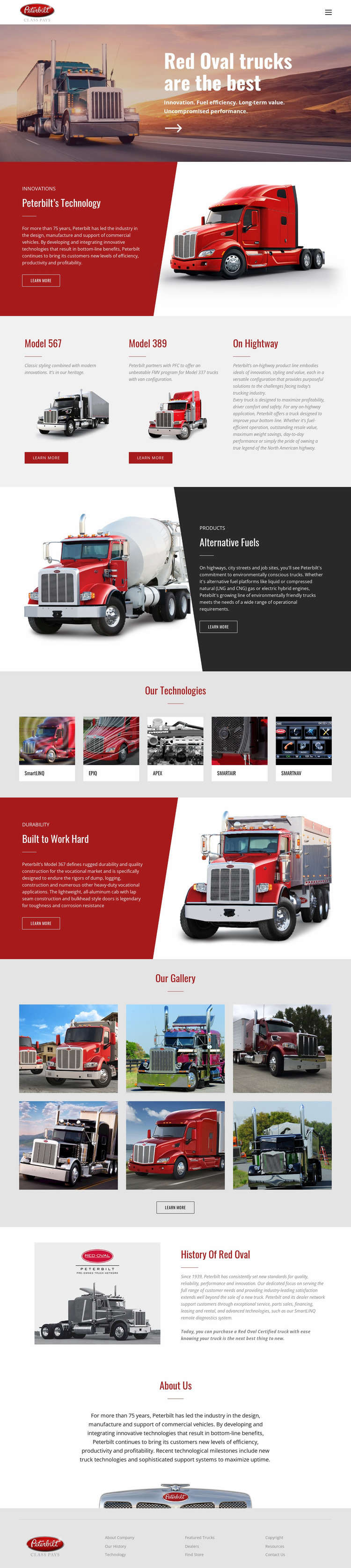 Red oval truck transportaion Website Mockup