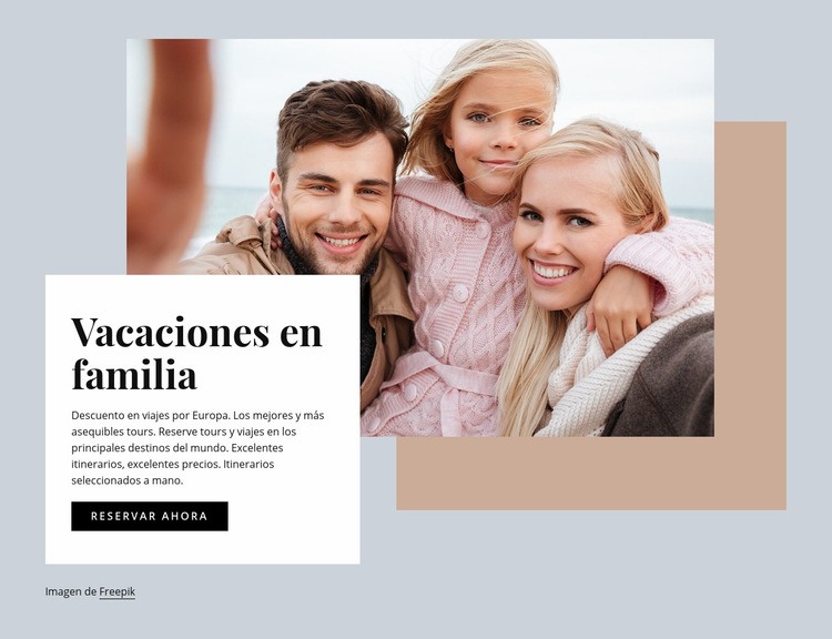 Vacaciones en familia Maqueta de sitio web