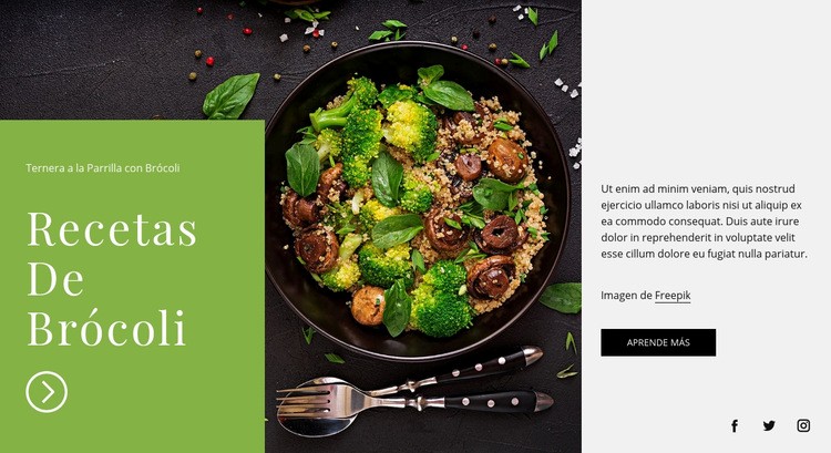 Recetas de brócoli Maqueta de sitio web