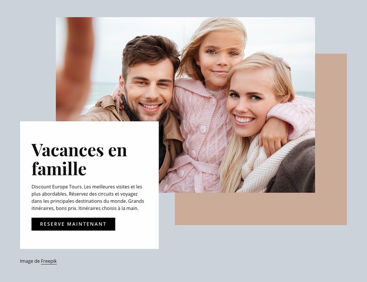 Vacances en famille Maquette de site Web