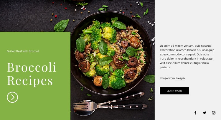 Broccoli recipes Homepage Design