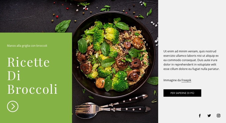 Ricette di broccoli Mockup del sito web