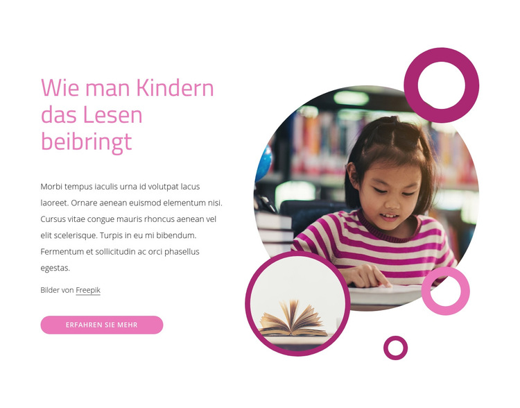 Wie man Kindern das Lesen beibringt Website-Vorlage