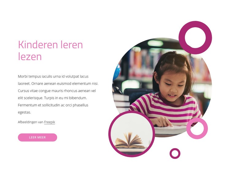 Kinderen leren lezen Website mockup