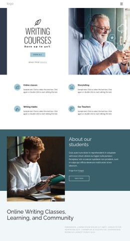 Creative Writing Courses CSS Layout Template
