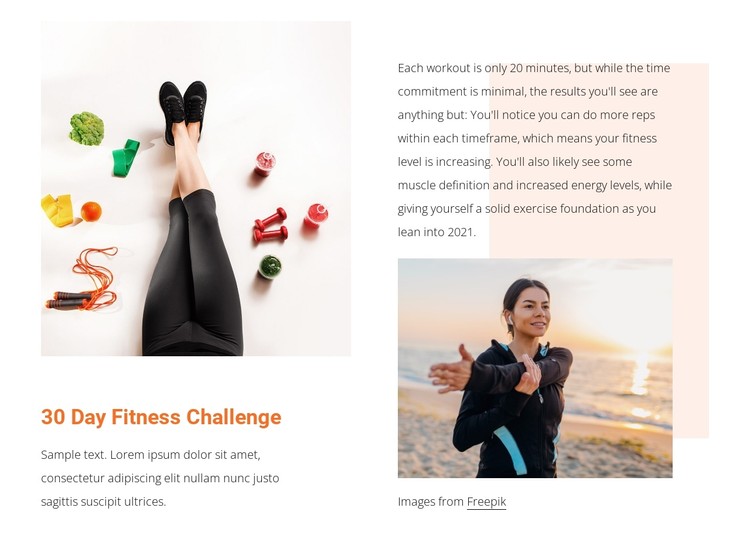 Fitness challenge CSS Template