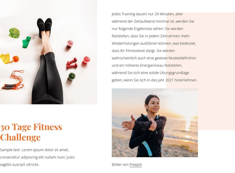 Fitness Herausforderung HTML-Vorlage