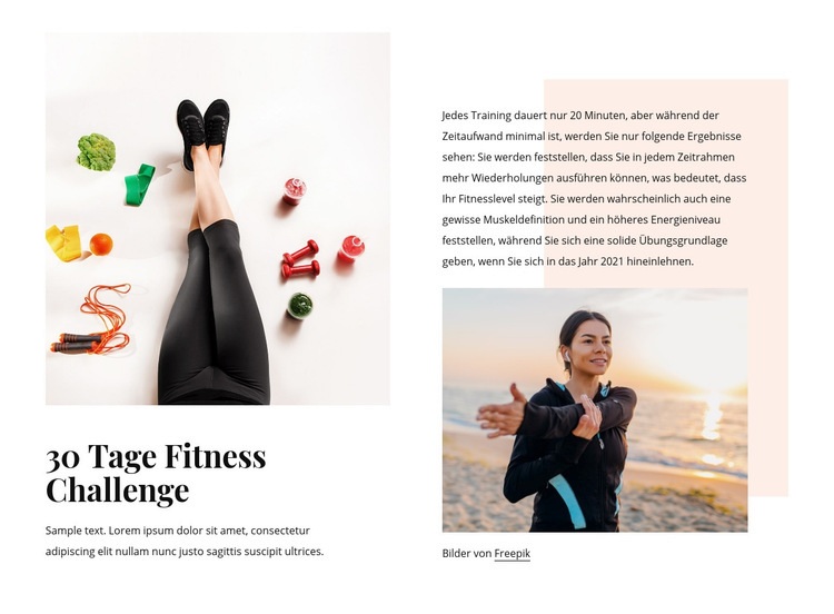 Fitness Herausforderung Landing Page