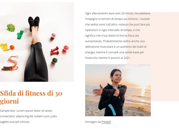 Sfida di fitness Modello HTML