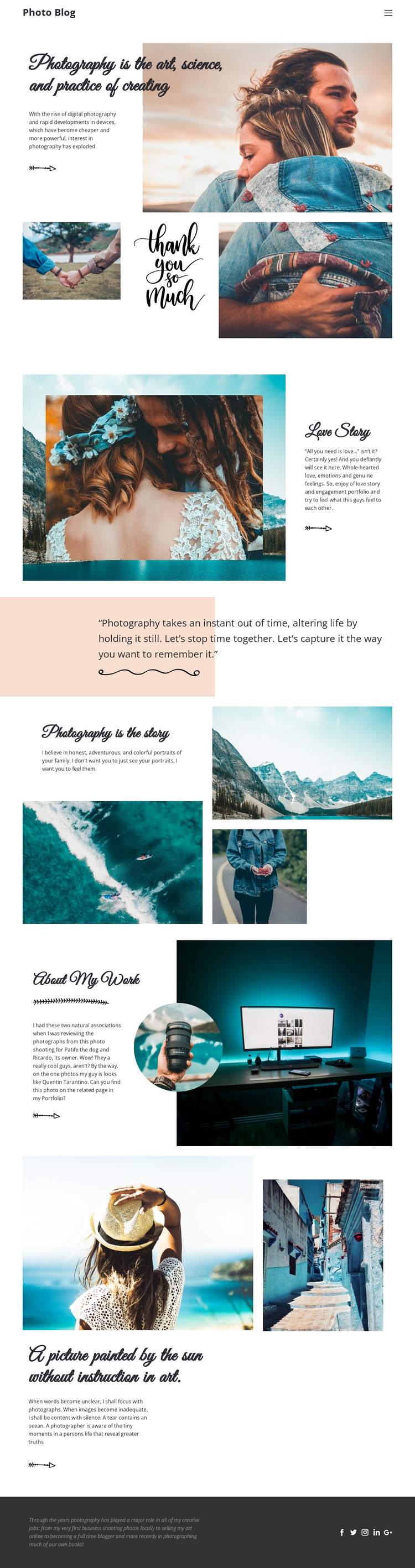 Creative Photography One Page Template