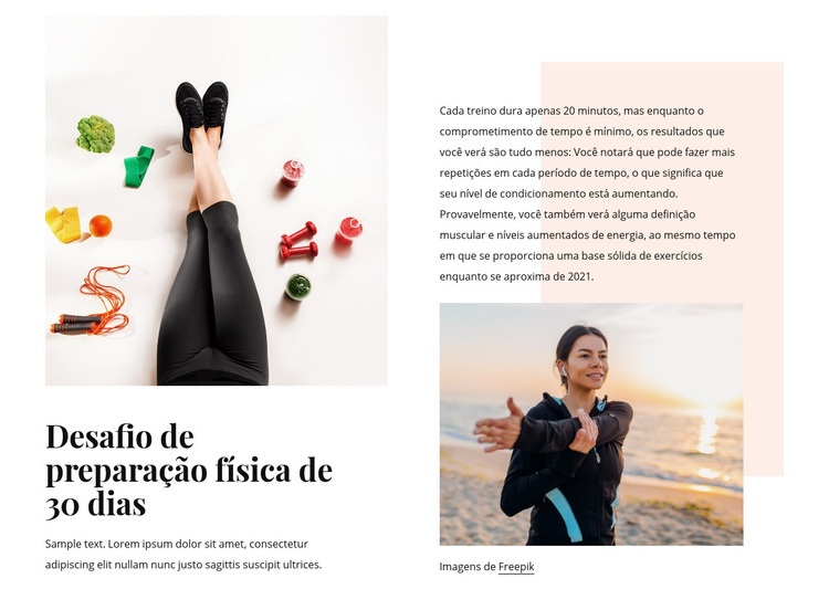 Desafio de fitness Design do site