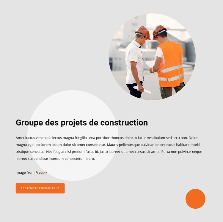 Large construction company Modèle d'une page