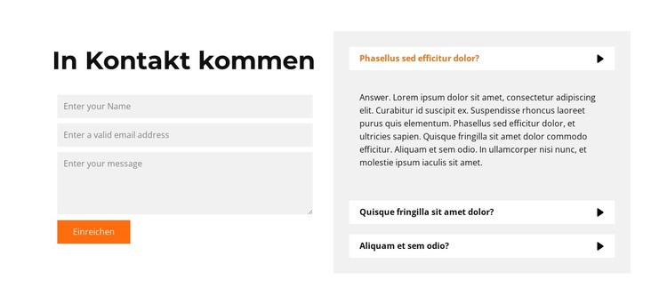 FAQ und Formular WordPress-Theme