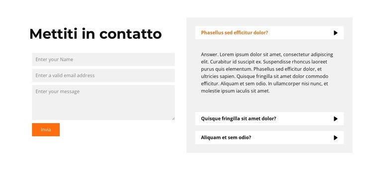 FAQ e modulo Modelli di Website Builder