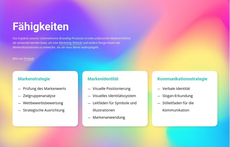 Fähigkeiten des Designstudios HTML-Vorlage