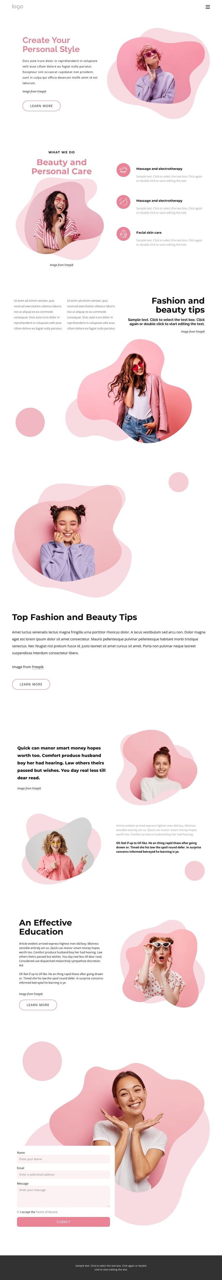 Create your pesonal style One Page Template