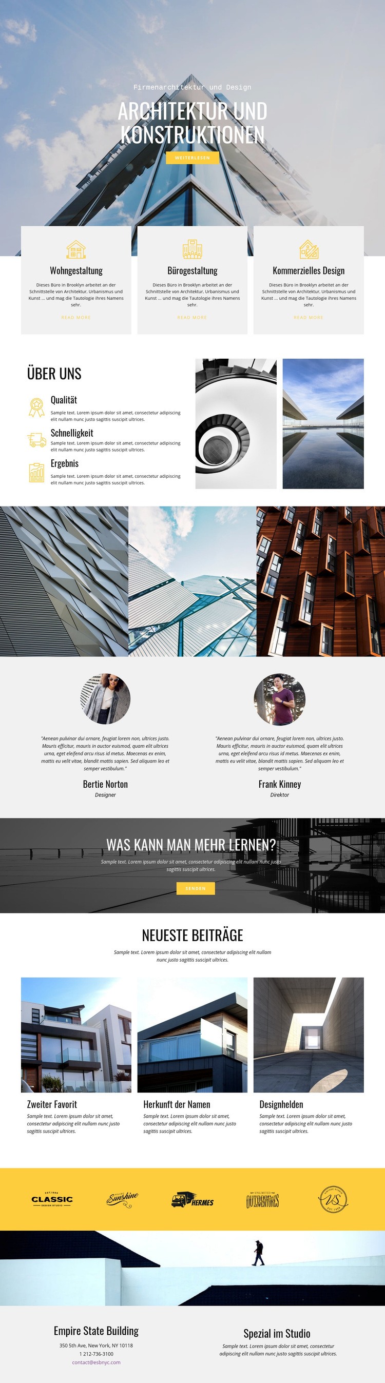 Konstruktive Architektur Website Builder-Vorlagen