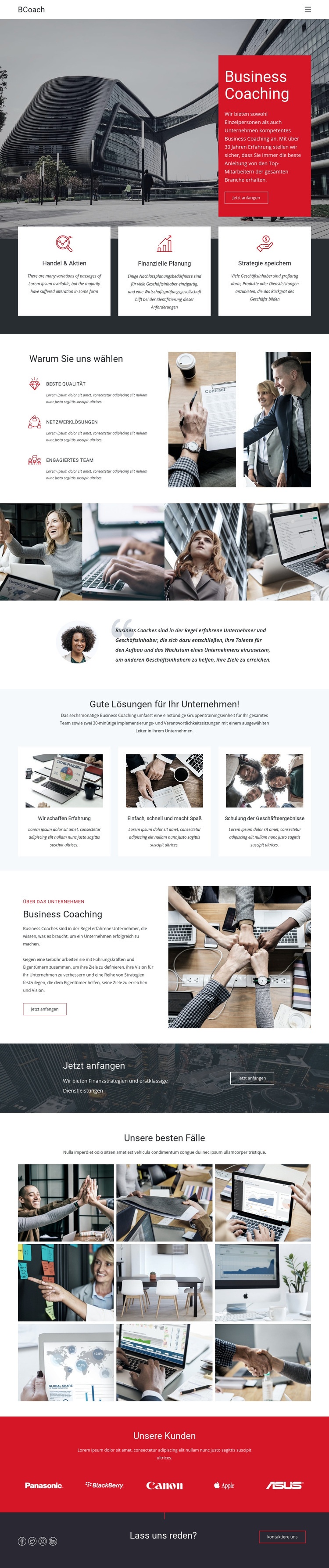 Coaching von Führungskräften Website-Modell