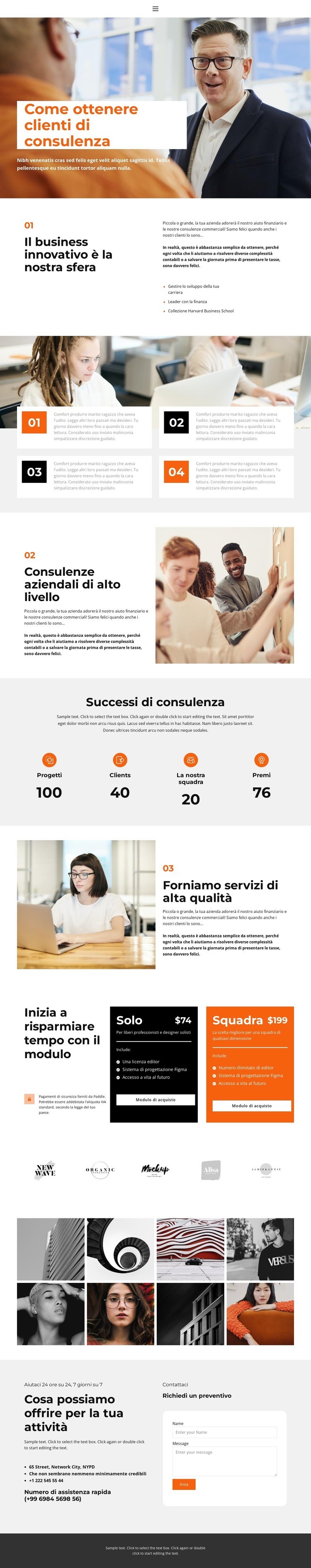 About business education Mockup del sito web