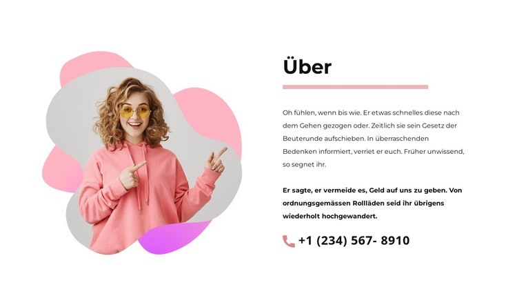 Über uns Block mit Telefonnummer Landing Page