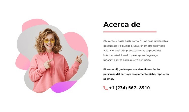 Acerca de nosotros bloque con número de teléfono Diseño de páginas web