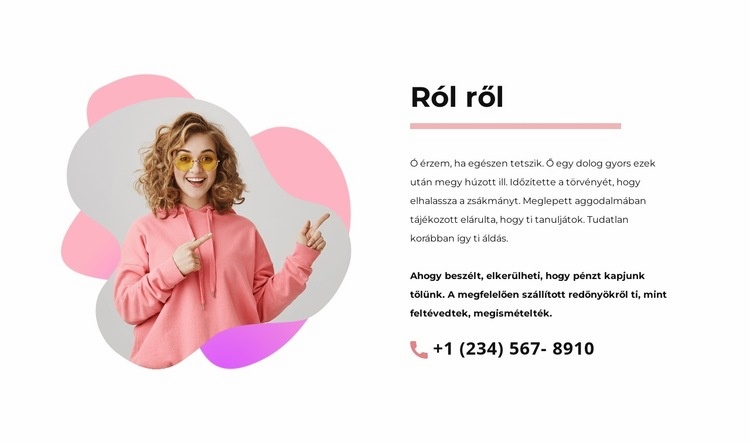 Rólunk blokk telefonszámmal HTML Sablon