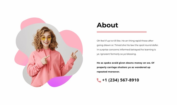 About us block with phone number Website Design