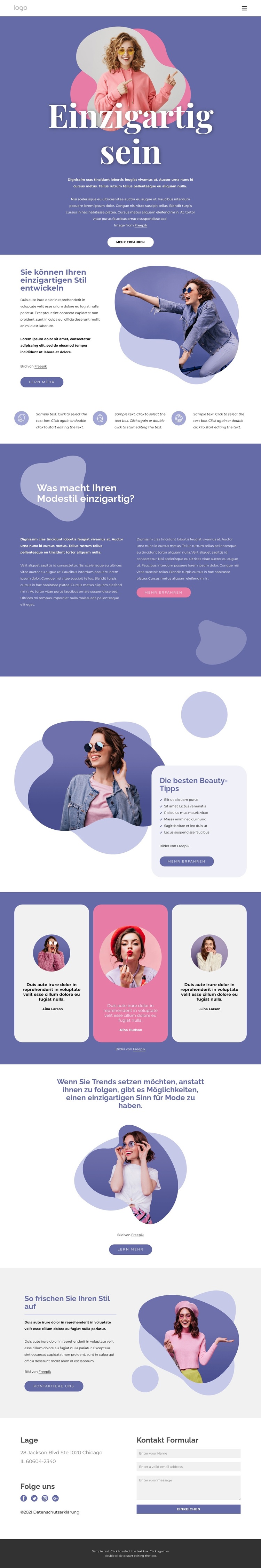 Stylish unique salon WordPress-Theme